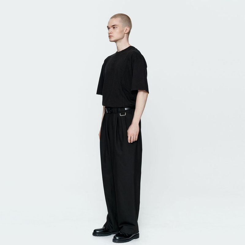 Two Pleats Wide Pants Black