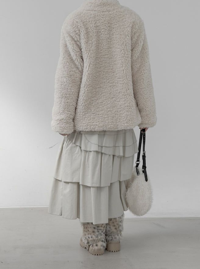 Anple Unbalanced Frill Tiered Skirt