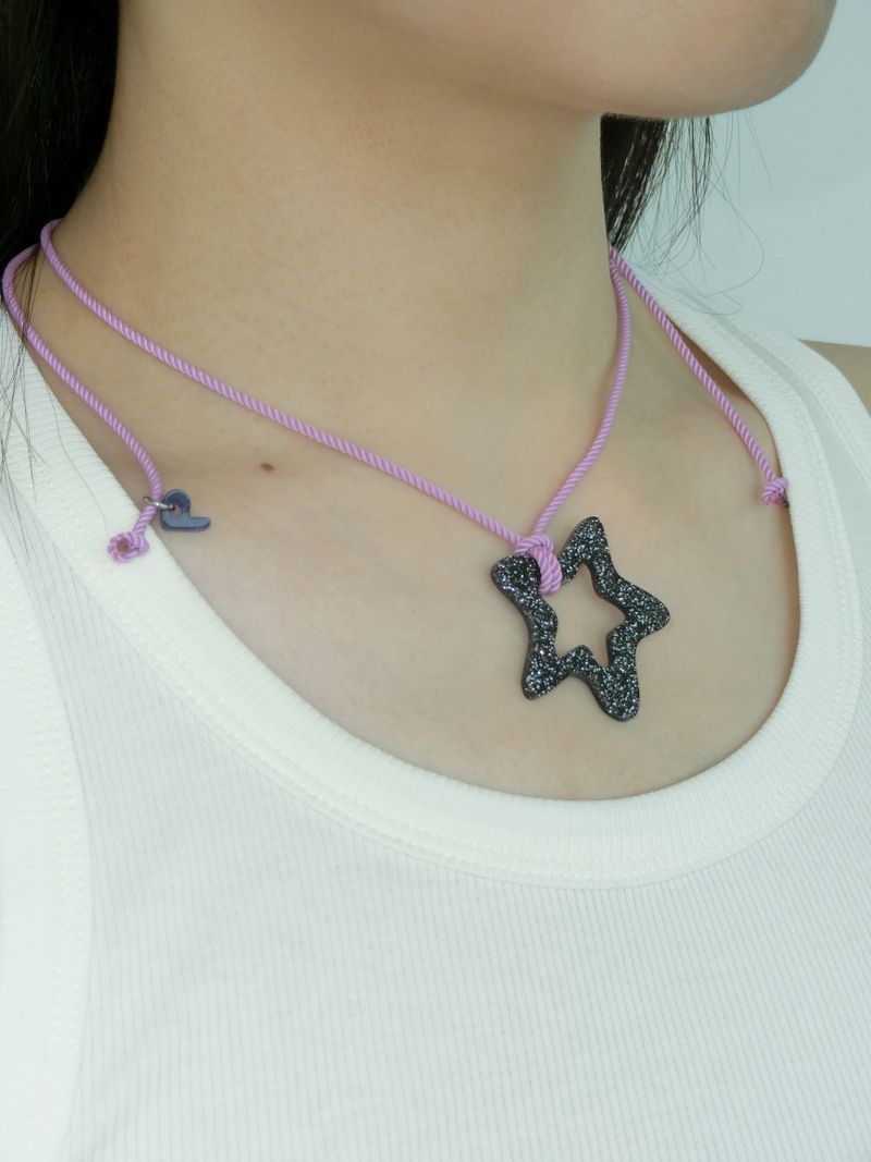 Glitter Necklace-black/star