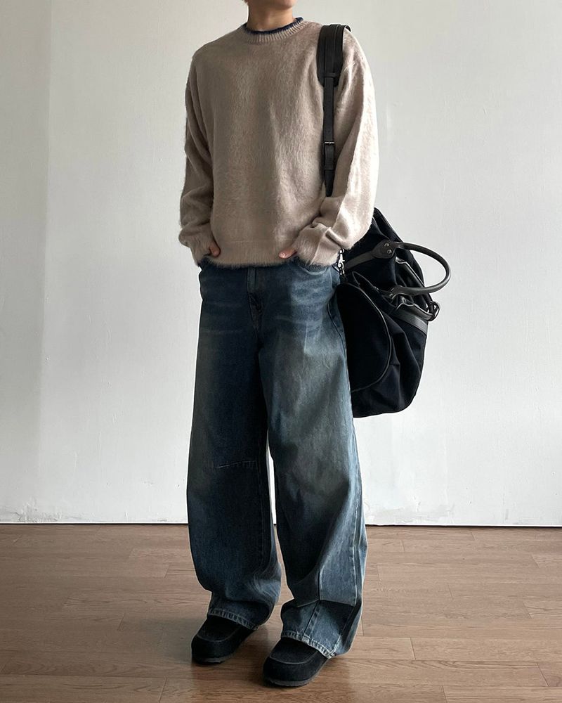 Moss Hairy Contrast Knit
