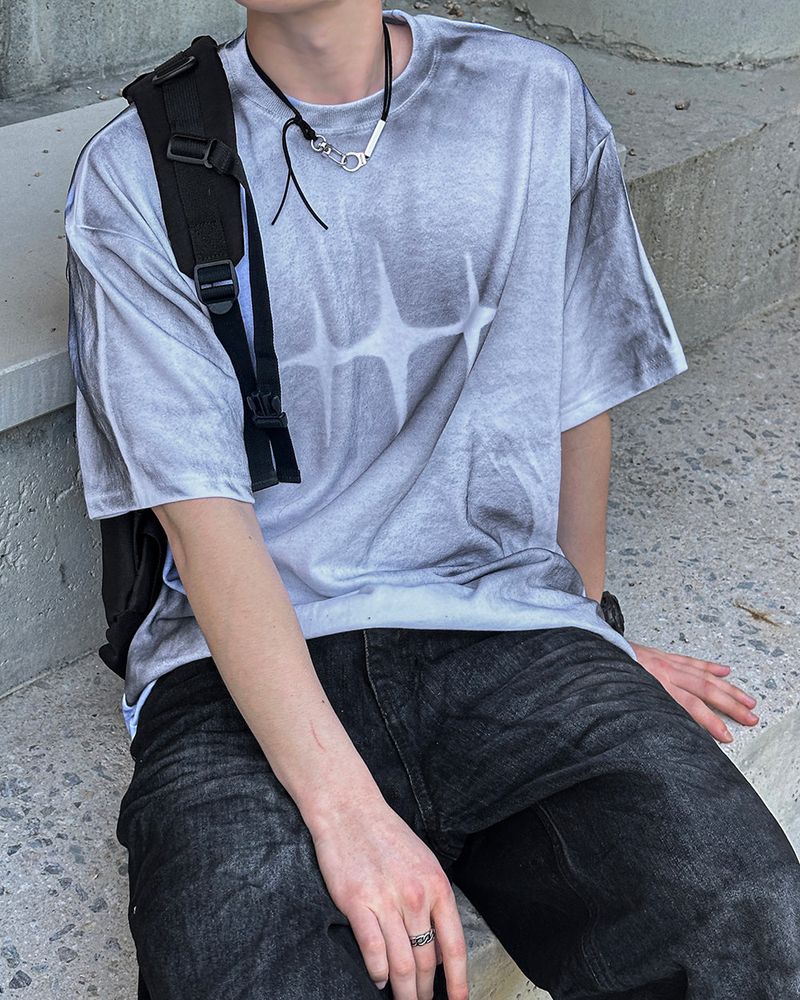 JIIGEUM(ジグム)の「Twinkle Shine Dirty Short Sleeve T-shirt(Tops)」
