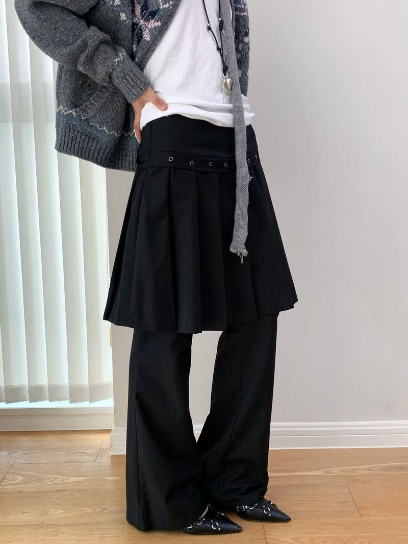 Fake Pleats Skirt Casual Pants
