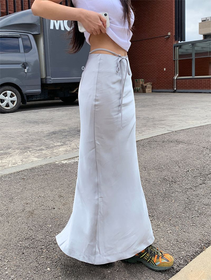 SATIN STRAP MAXI SKIRT (2COLOR)