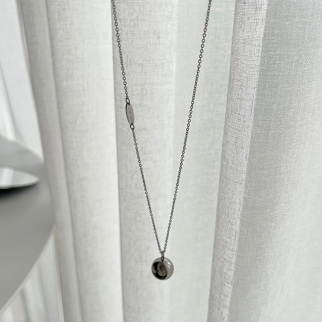 vvv Stainless Steel Bold Ball Long Coin Two Way Coin Titanium Necklace
