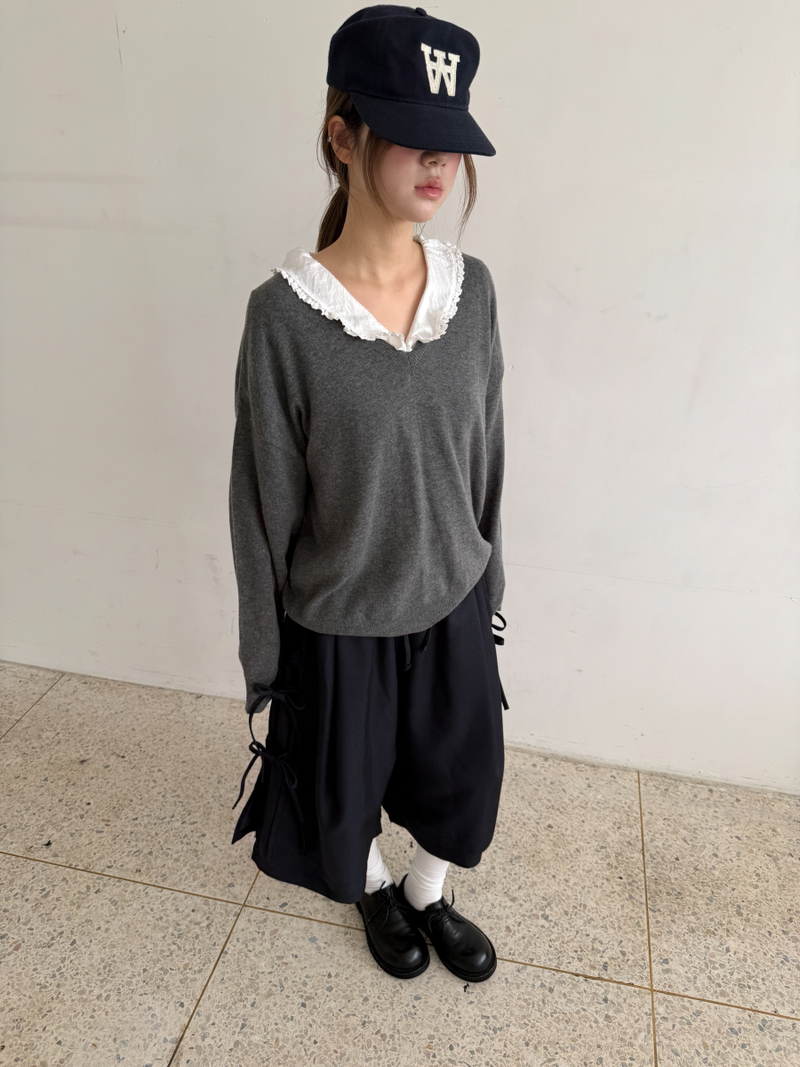 side ribbon wrap pants