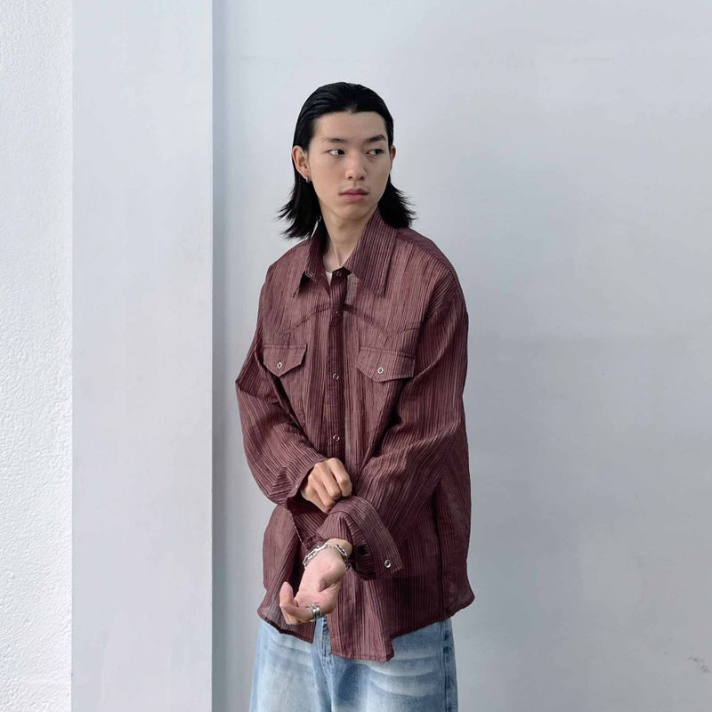 3D Pleated Western Shirt