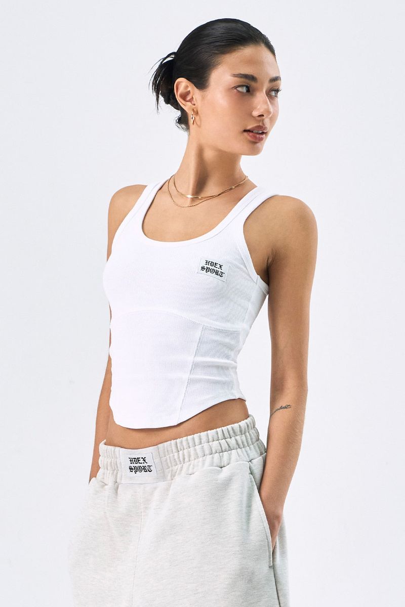 HDEX（エイチデックス）の「 Womens Round Cover Stitch Tank Top (White)（Tops）」