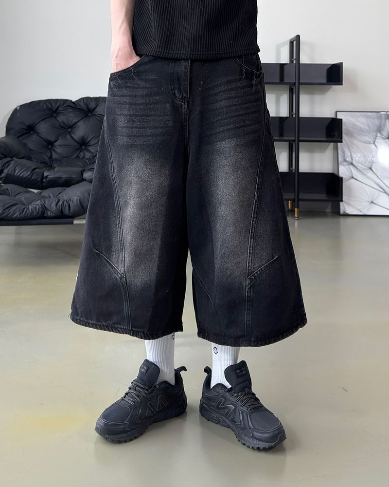 Rond Curved Washed Bermuda Denim