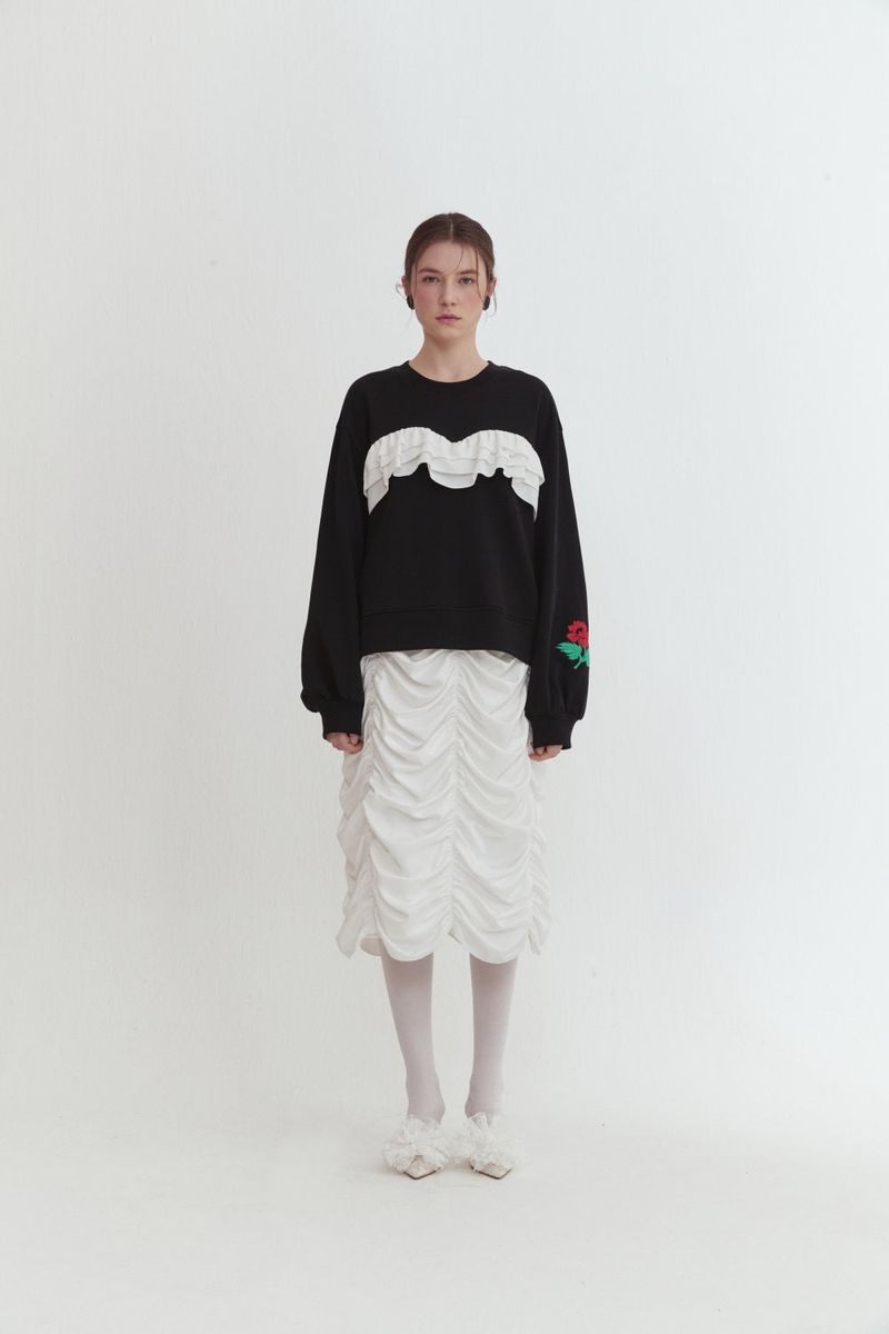 Shirring sweatshirt
