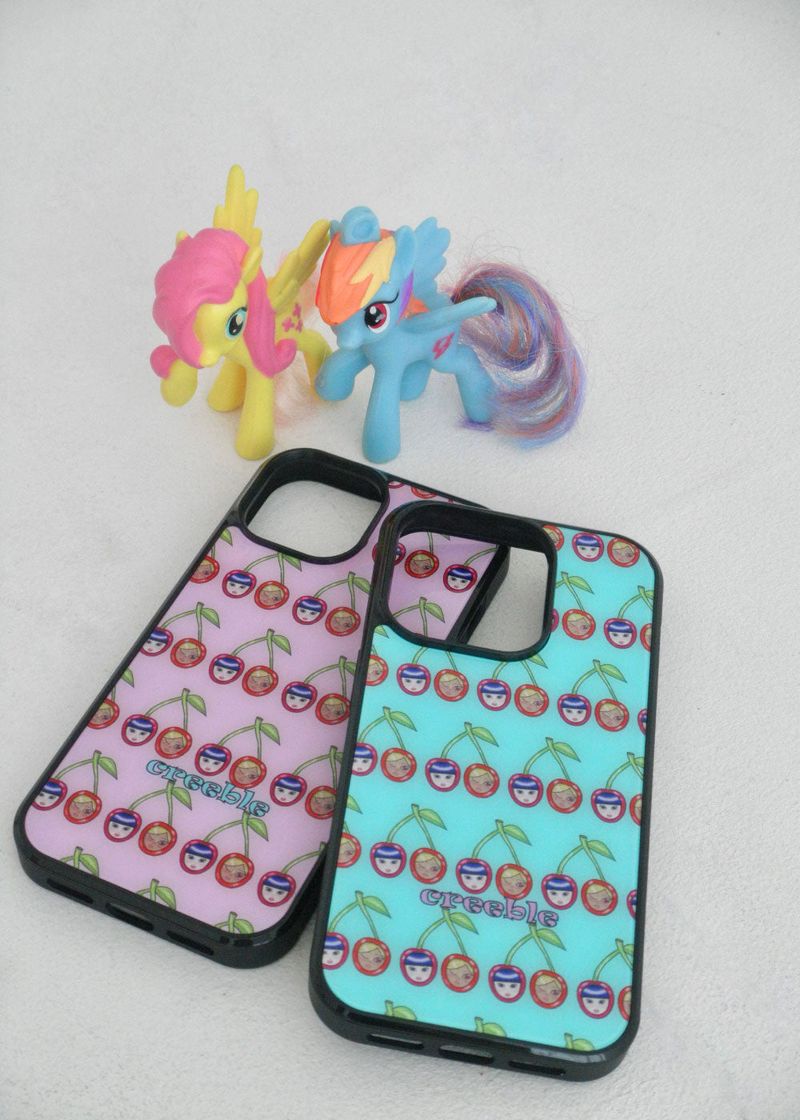 [MADE] cherry twin glass bumper case(blue)
