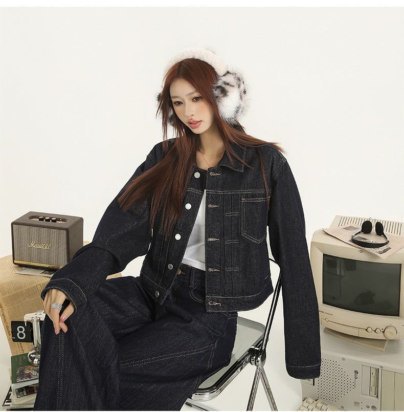 Retro Tie-back Denim Jacket