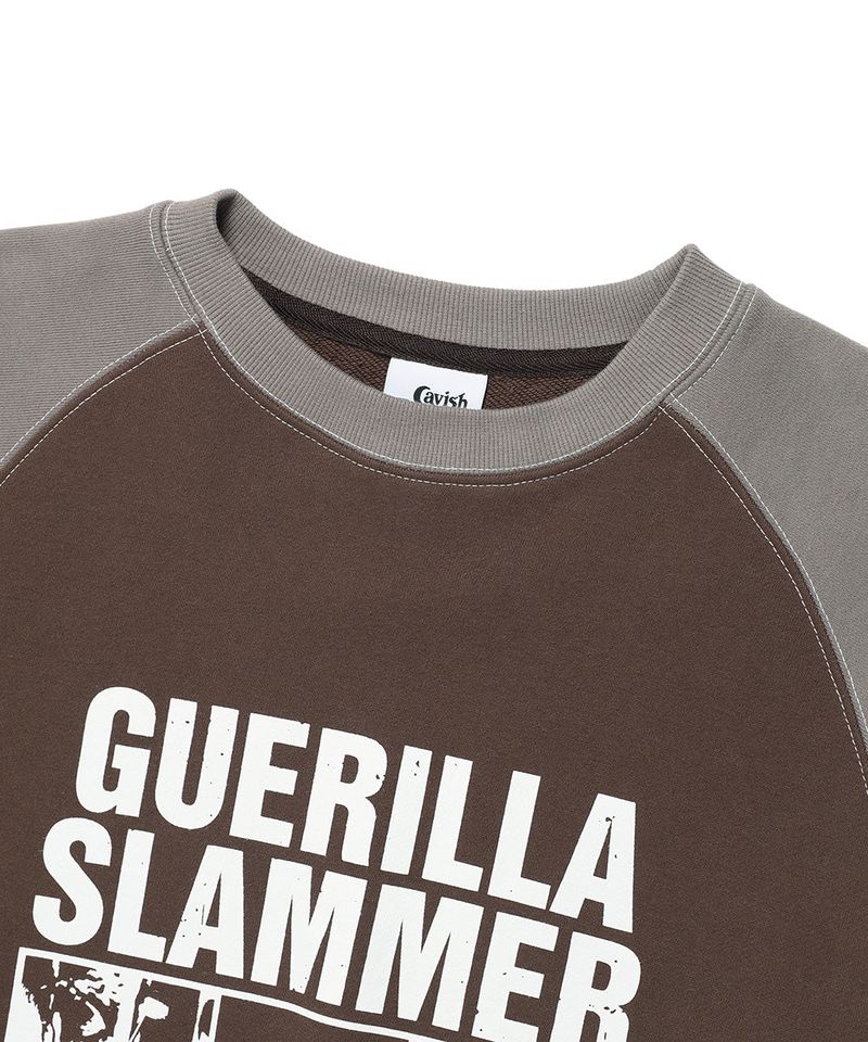 GUERILLA SLAMMERS RAGLAN SWEATSHIRT BROWN(CV2DFUM445A)