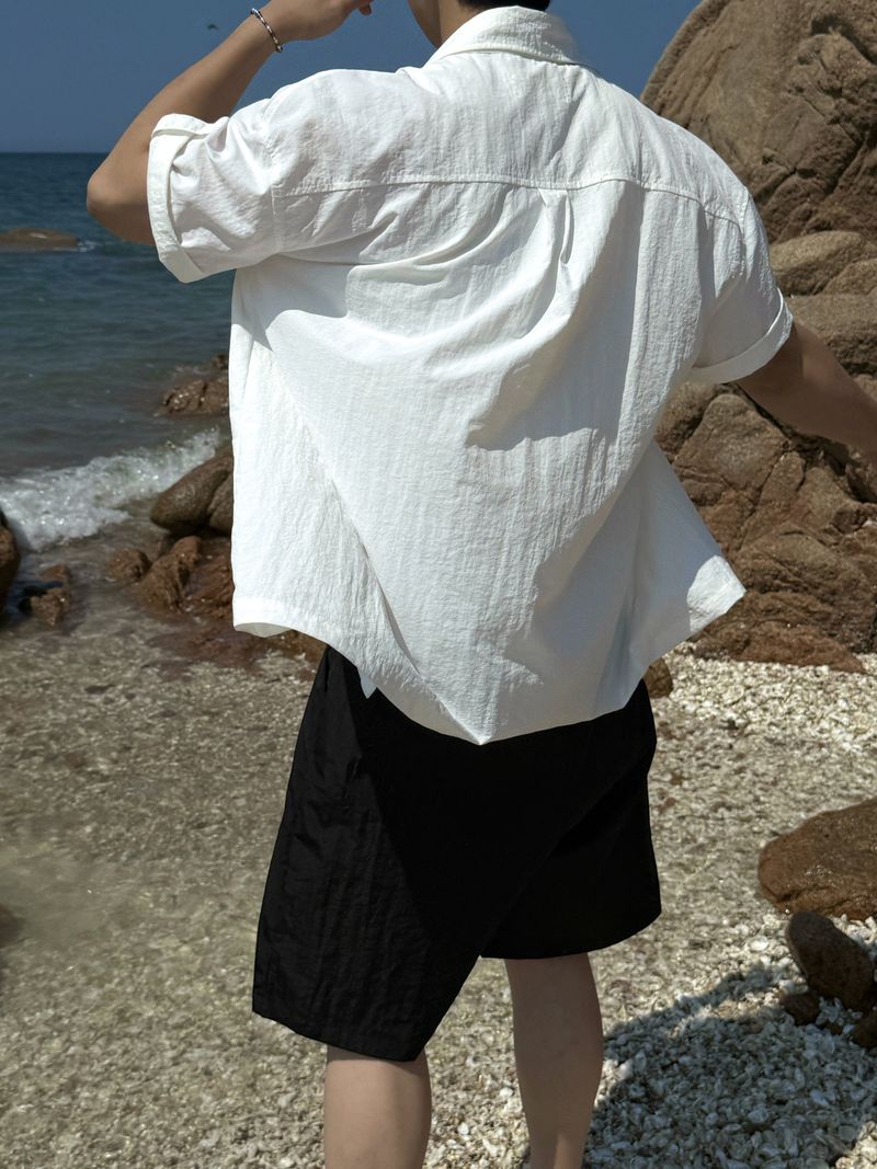 Nylon roll-up western shirt