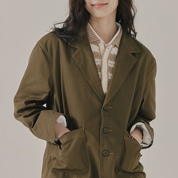 ROMANTIC CROWN（ロマンティッククラウン）の「STITCH COTTON BLAZER_KHAKI（Jackets/Outerwear）」