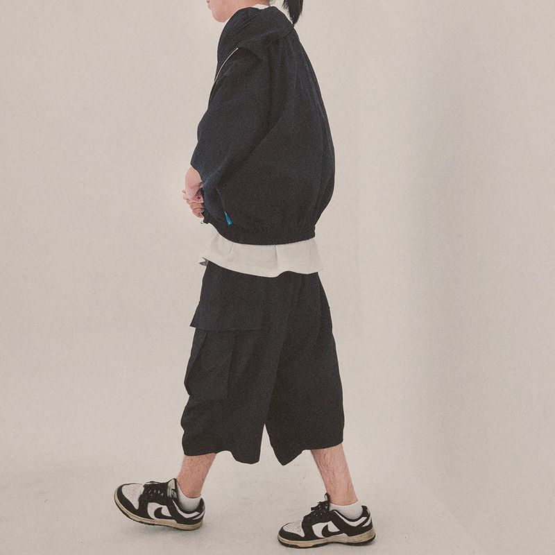 street shape shortsleeve zipup_black