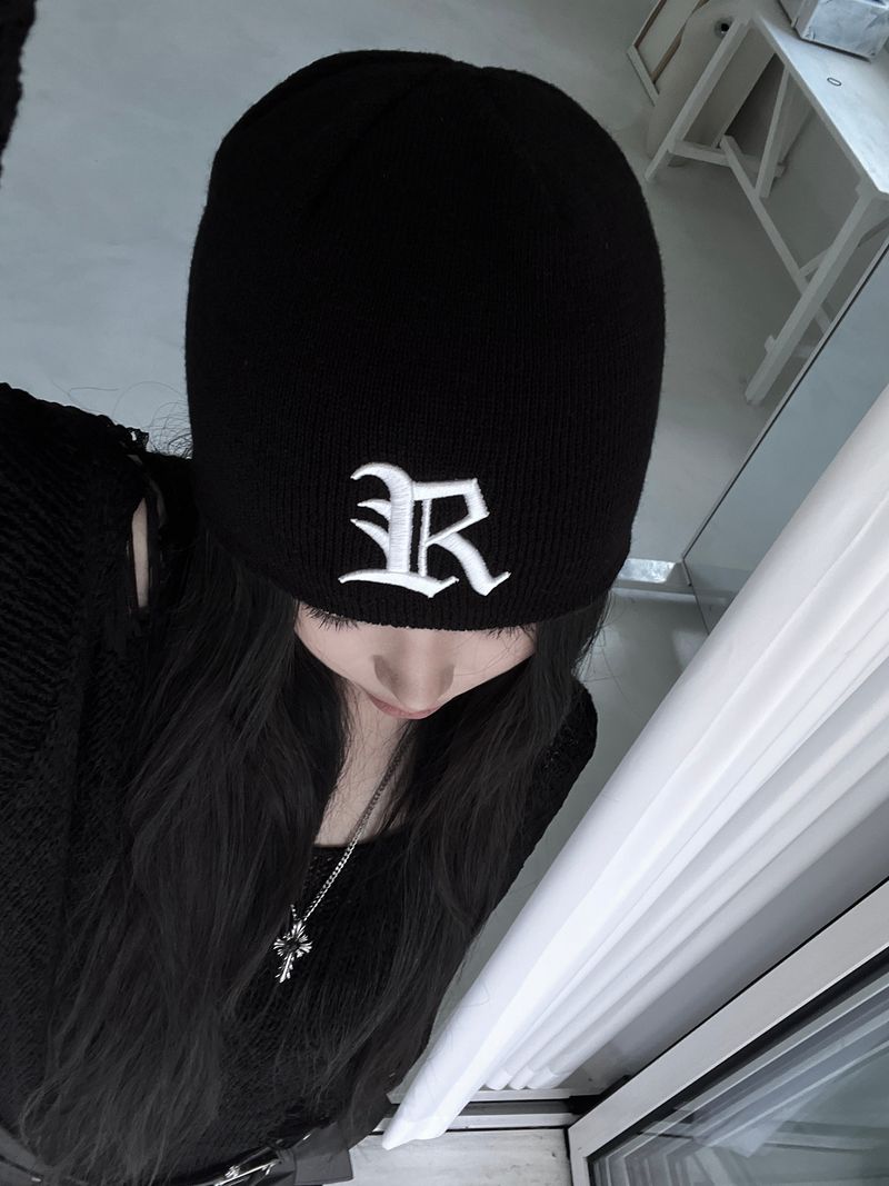 chrome R beanie