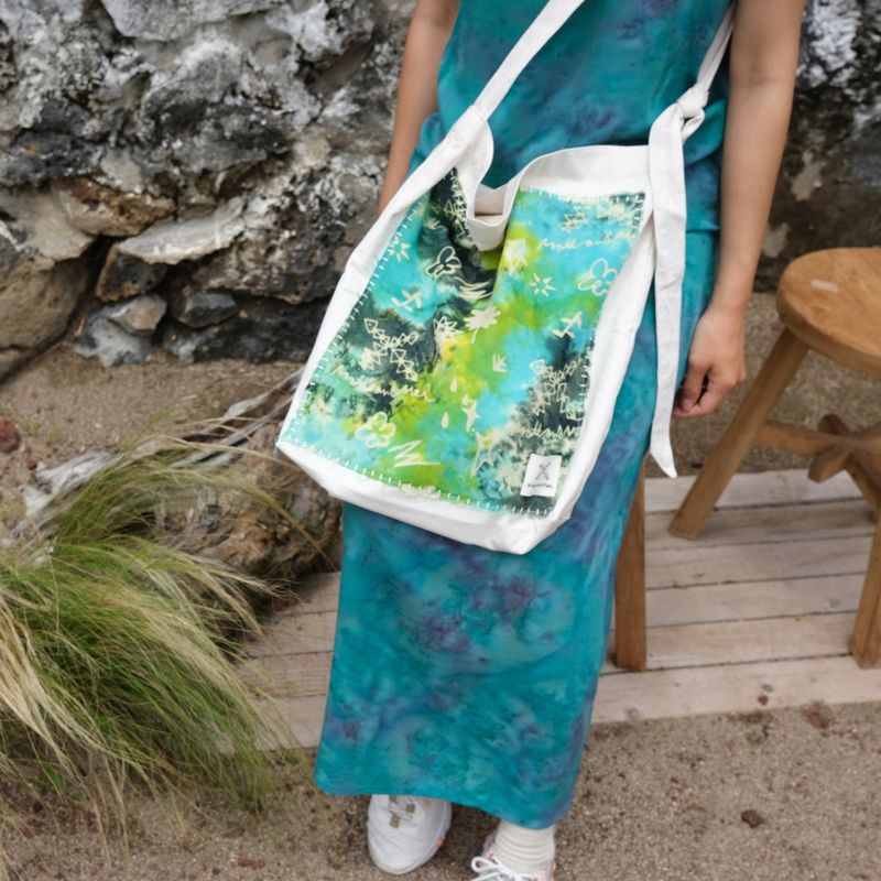 [Patchwork Canvas Bag] Life in Travel-Tie-dye Lime