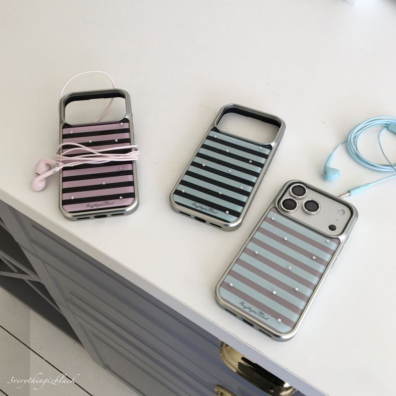 stripe epoxy bumper case [mint brown]