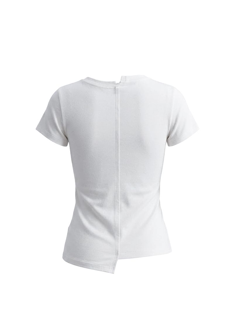 OFFSET HALF RAW TEE . WHITE