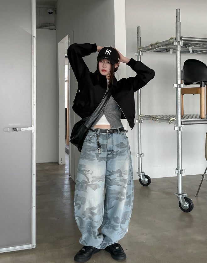 Lilo color matching crop cotton blouson