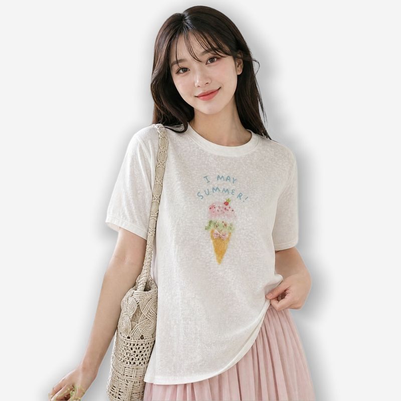 La mode MAQI（ラ モード マキ）の「Ice Cream Graphic Lightweight Summer T-Shirt（Tops）」