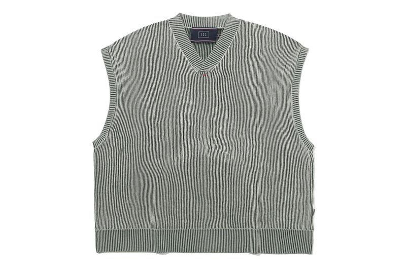 TWO TONE RIB KNIT VEST_GREEN
