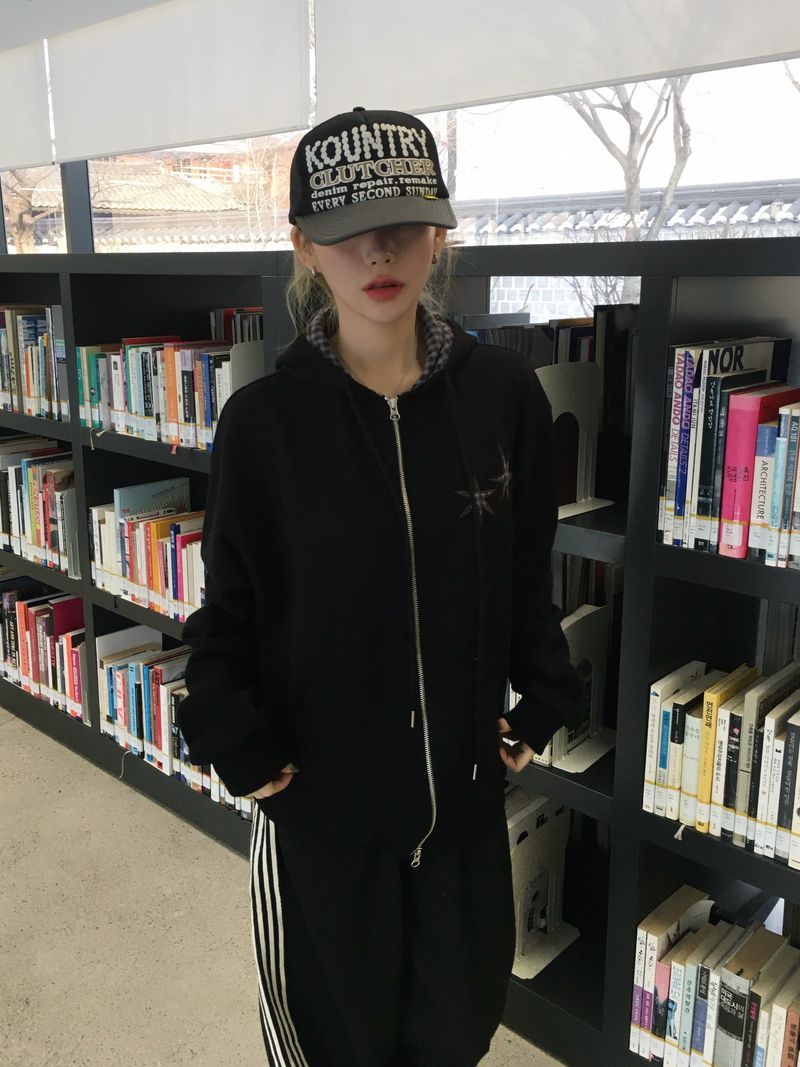 Star Patchwork Fleece Hooded Zip-Up (2c)