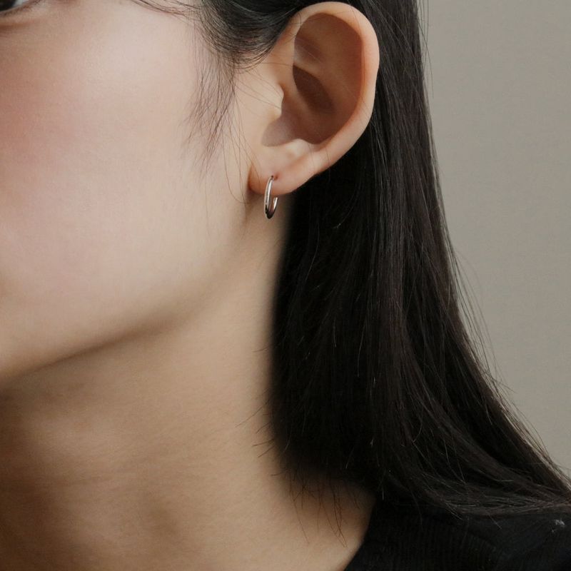 silver open ring earring (925 silver+18k gold plating)
