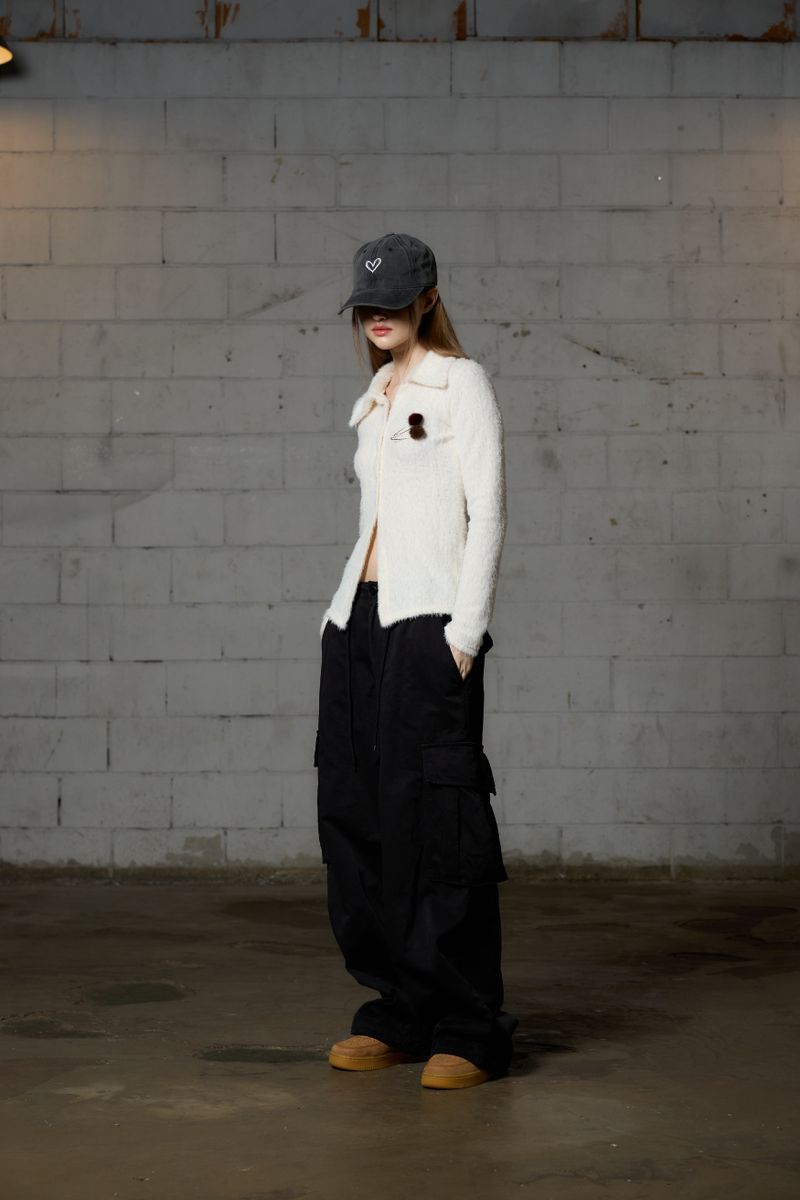 ARO WIDE CAGO PANTS / BLACK