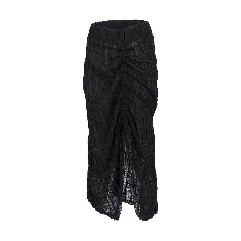  LAYERED STRAP LONG SKIRT _Black