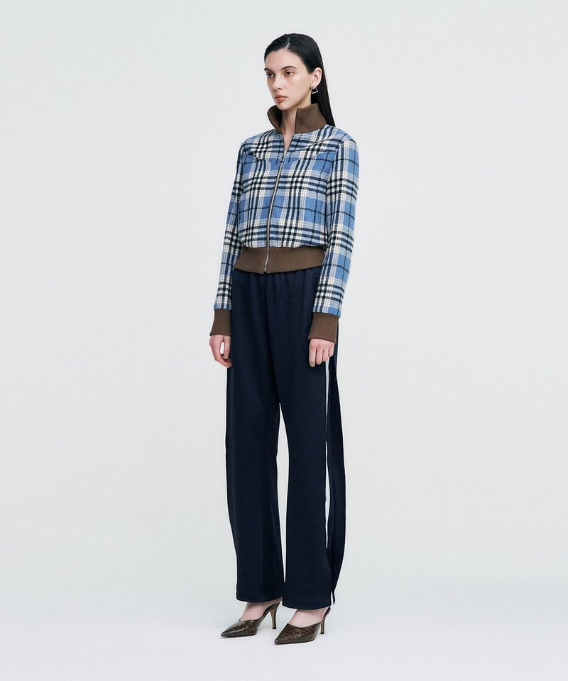 Plaid Check Flannel Zip-Up Jacket _ SKY BLUE