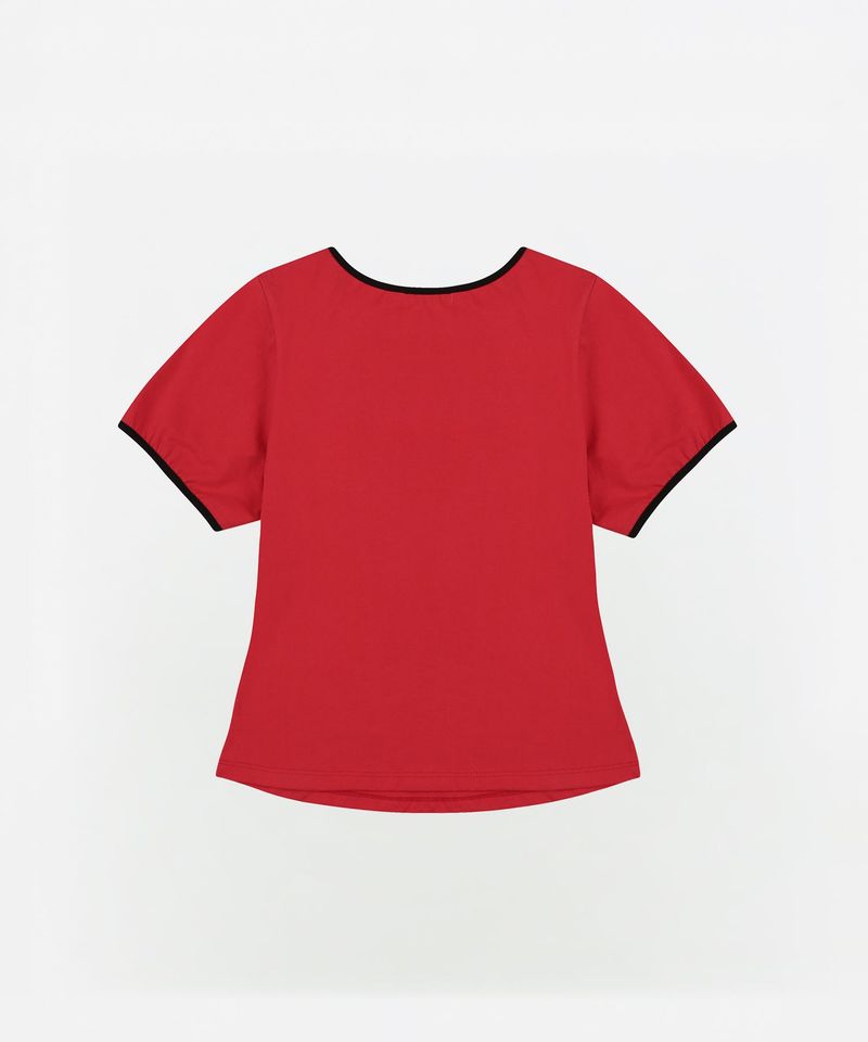 APPLIQUE LINGER SLIM T-SHIRTS [BERRY RED]
