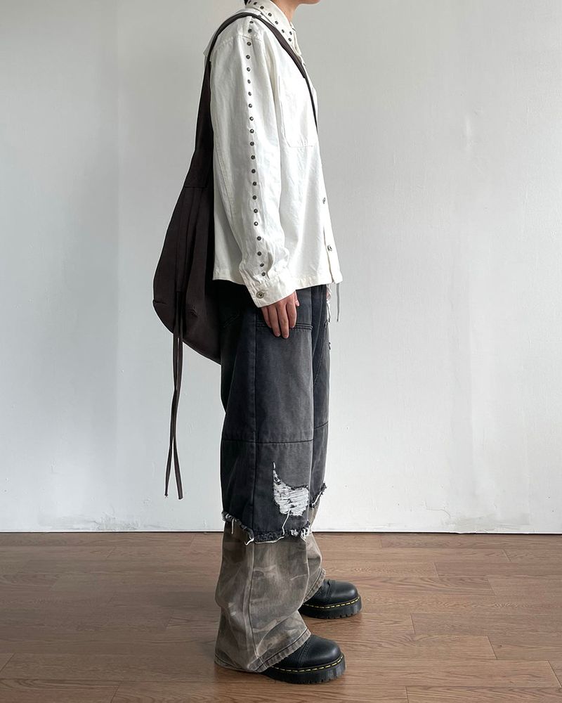 Destroyed Layered Camo Denim Pants