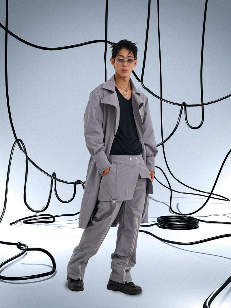 Ghost In The Shell Paneled Trench Coat (Grey)