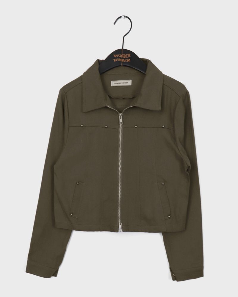 [MADE] Nicho Rivet Stud Collar Two Way Cotton Zip-Up
