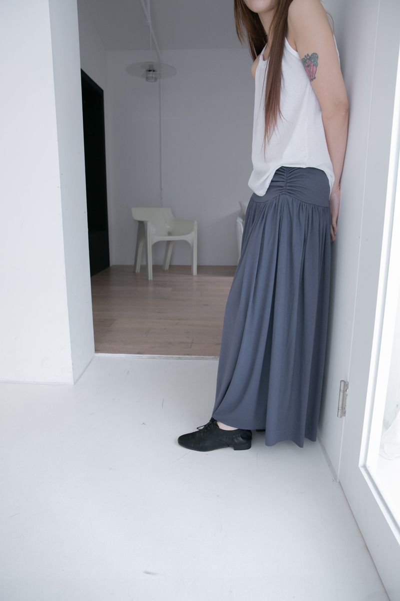shirring banding long skirt(3colors)