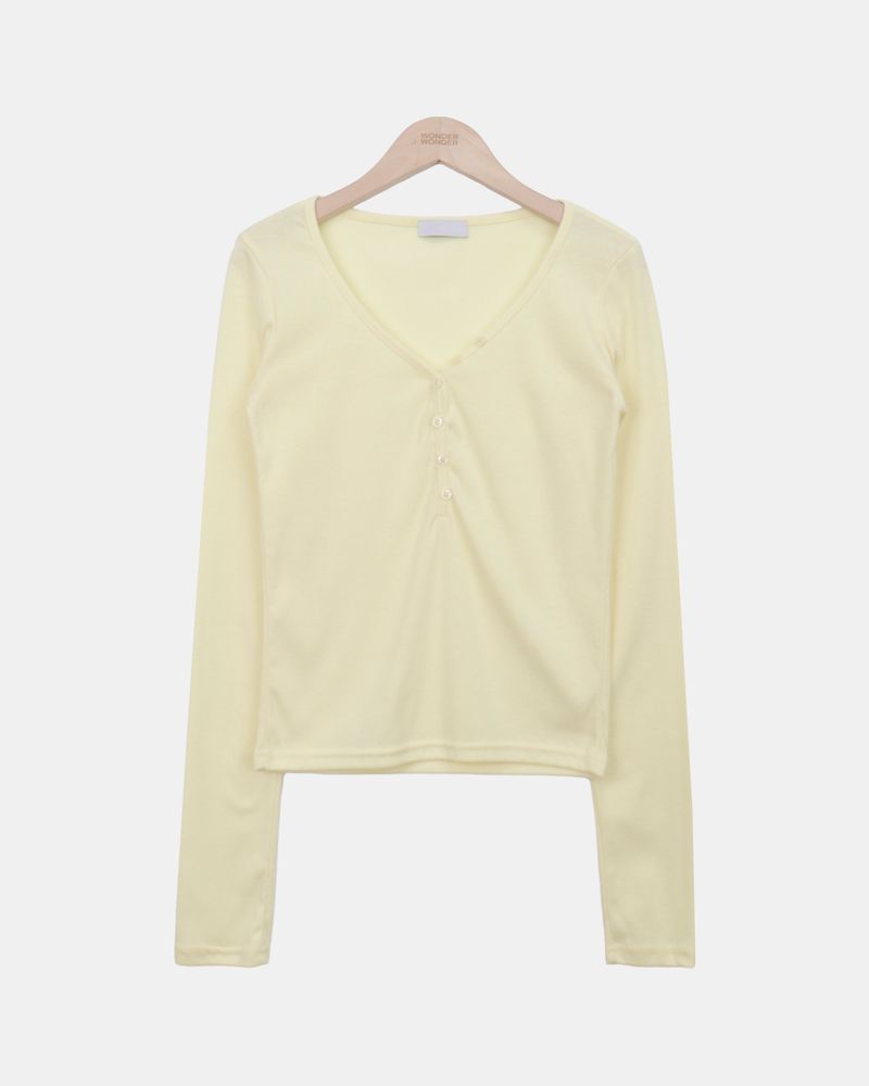 Mse V-Neck Button Long-Sleeve T-Shirt