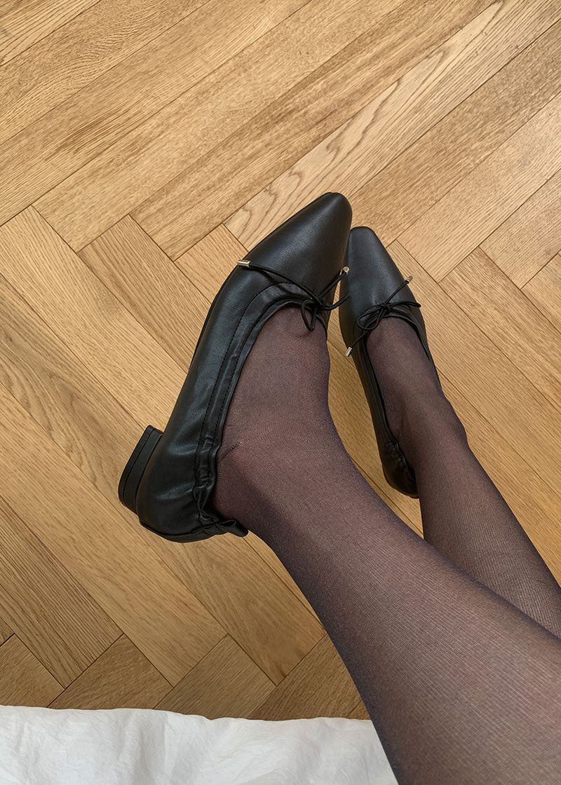 RIBBON SHIRRING FLAT SHOES (4color)