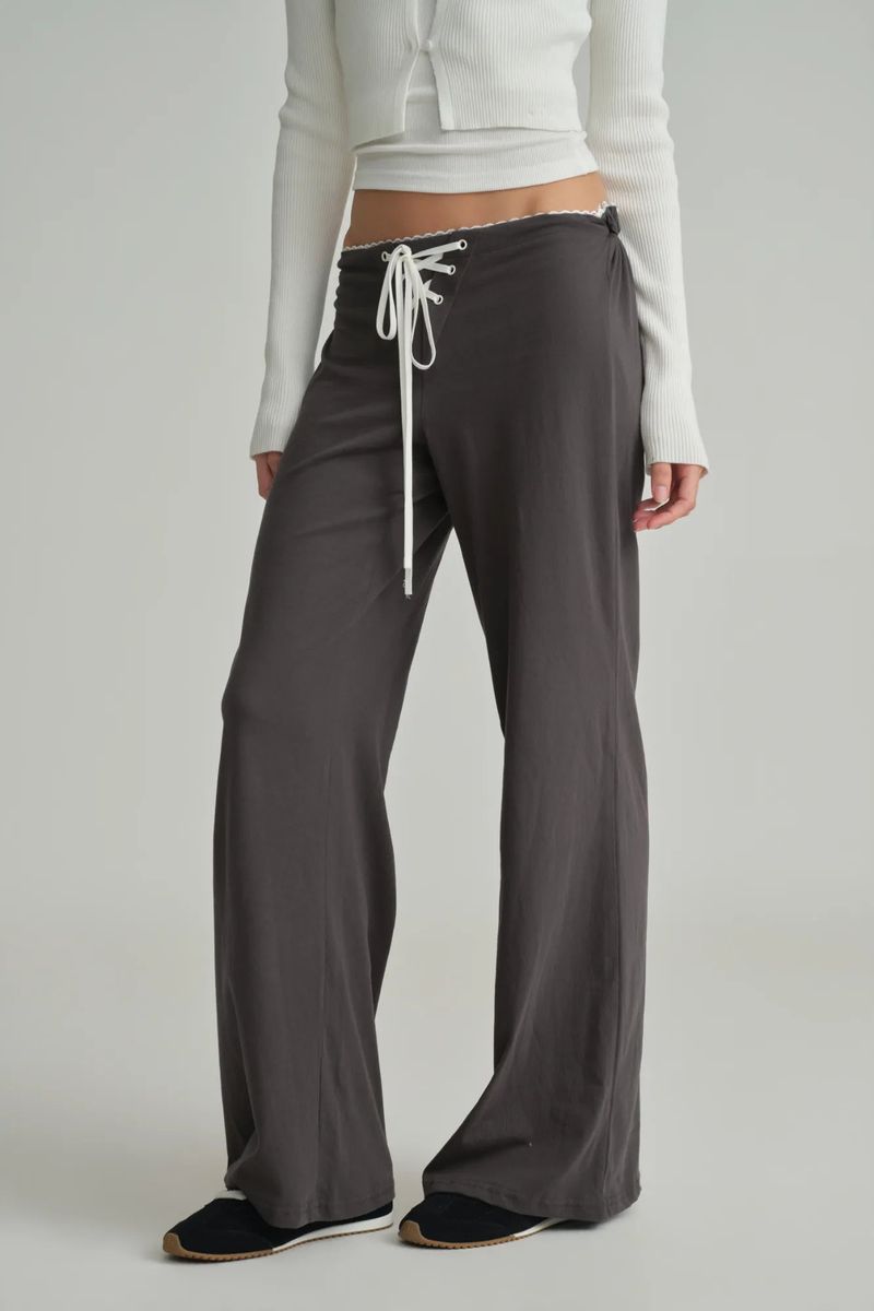Ivy lace-up pants, Charcoal