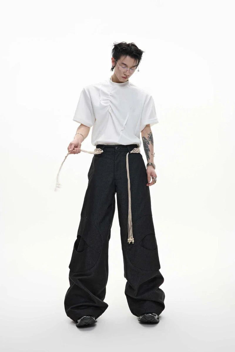 Belted Straight Cut Jeans