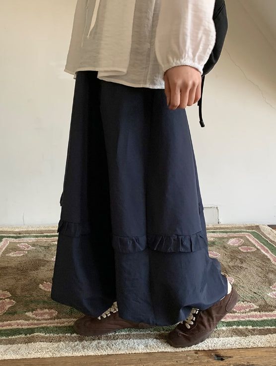 BAON（バオン）の「Pearlenny Banding Frill Balloon Long Skirt（Skirts）」