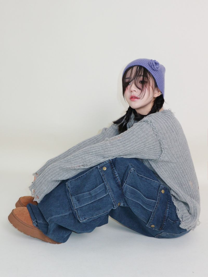 Zelda Double Pocket String Wide Denim Pants