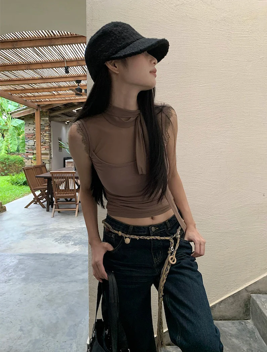 Retro straight capri denim pants