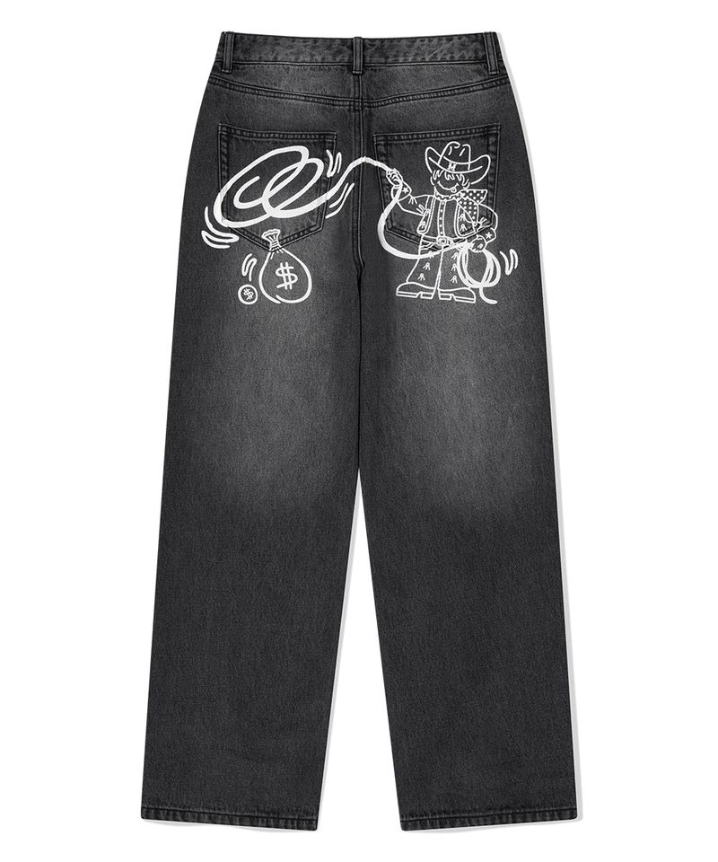 BACK LOGO WASHED DENIM PANT