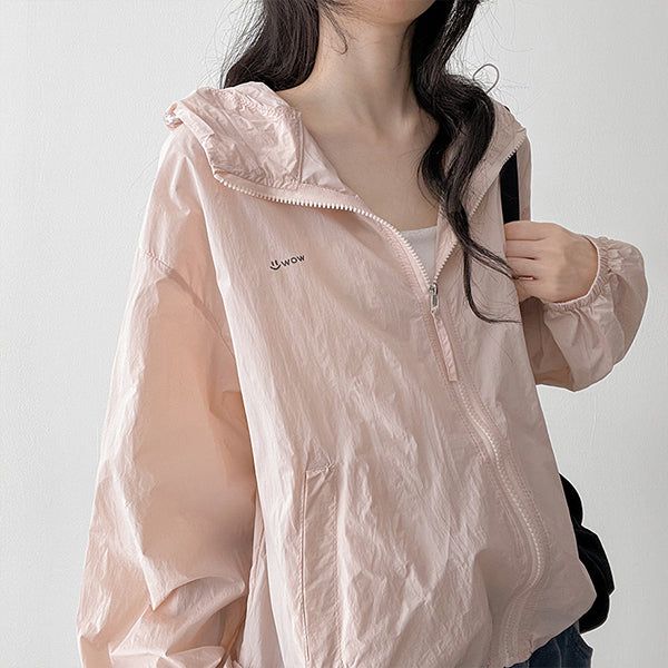 Pastel Cool Tone Hooded Zip-Up Windbreaker (5 colors)