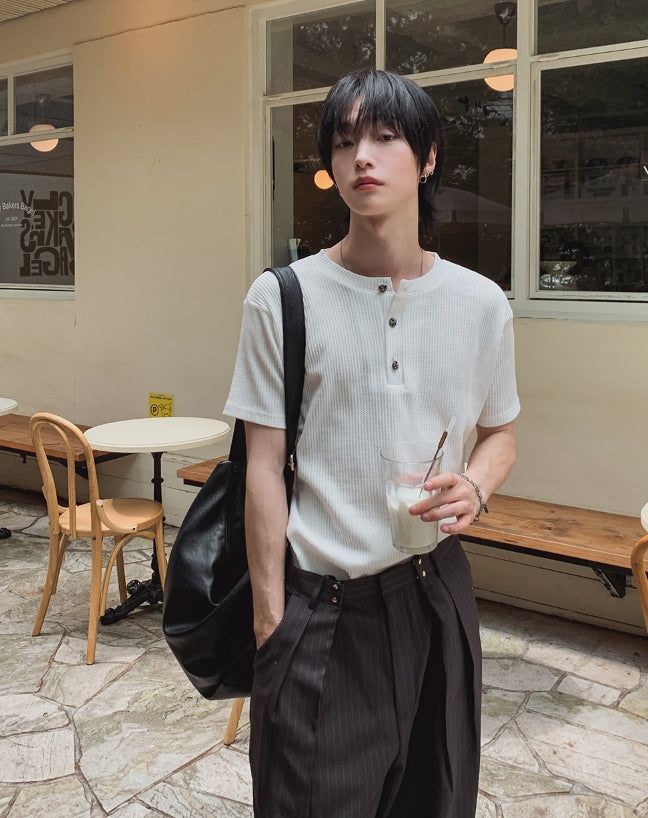 2PLAN（ツープラン）の「ビキュークロームヘンリーネックショートスリーブTシャツ（トップス）」