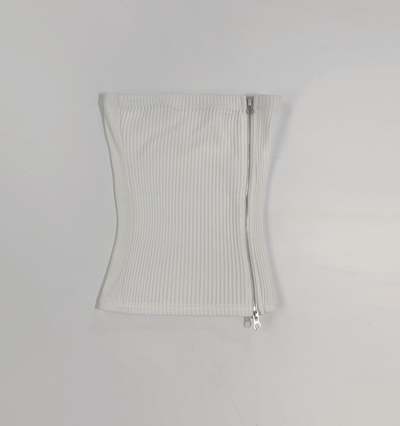 Doppen Zipper Tube Top (white)
