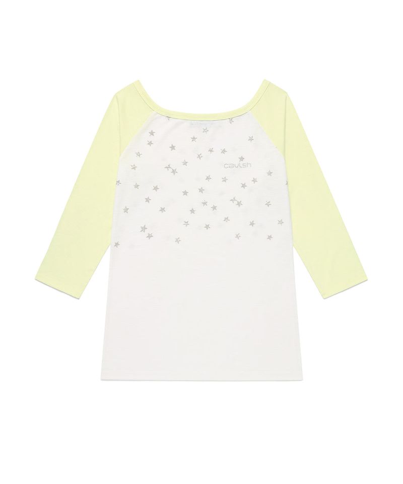 cavish（カビシ）の「U NECK STAR RAGLAN LS TEE WHITE(CV2GSFT553A)（Tops）」
