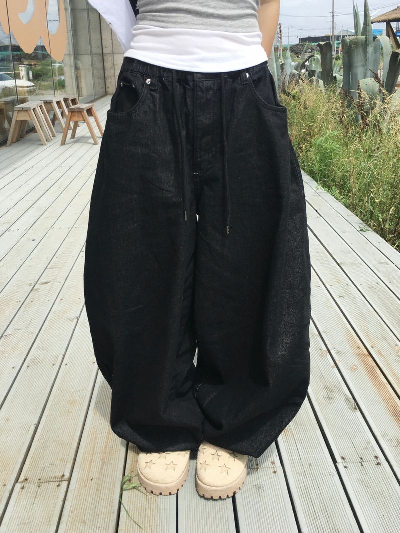 Deep green banding balloon pants (2c)