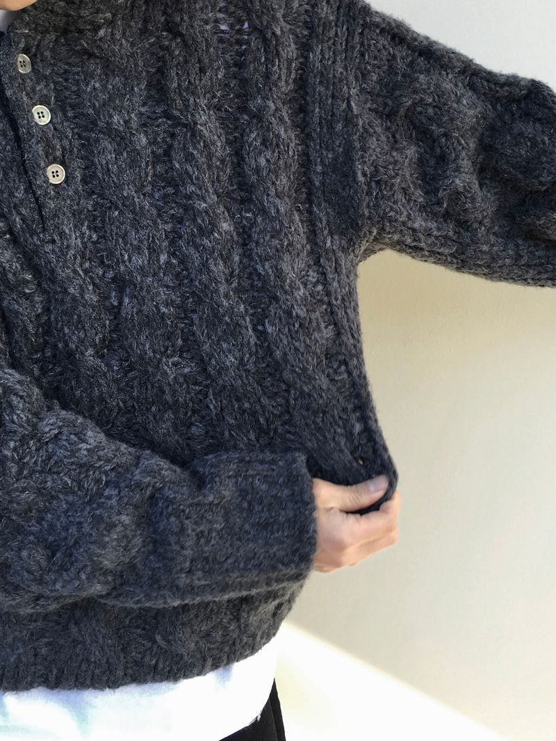 Wit Twisted Henley Neck Hooded Knit 3C